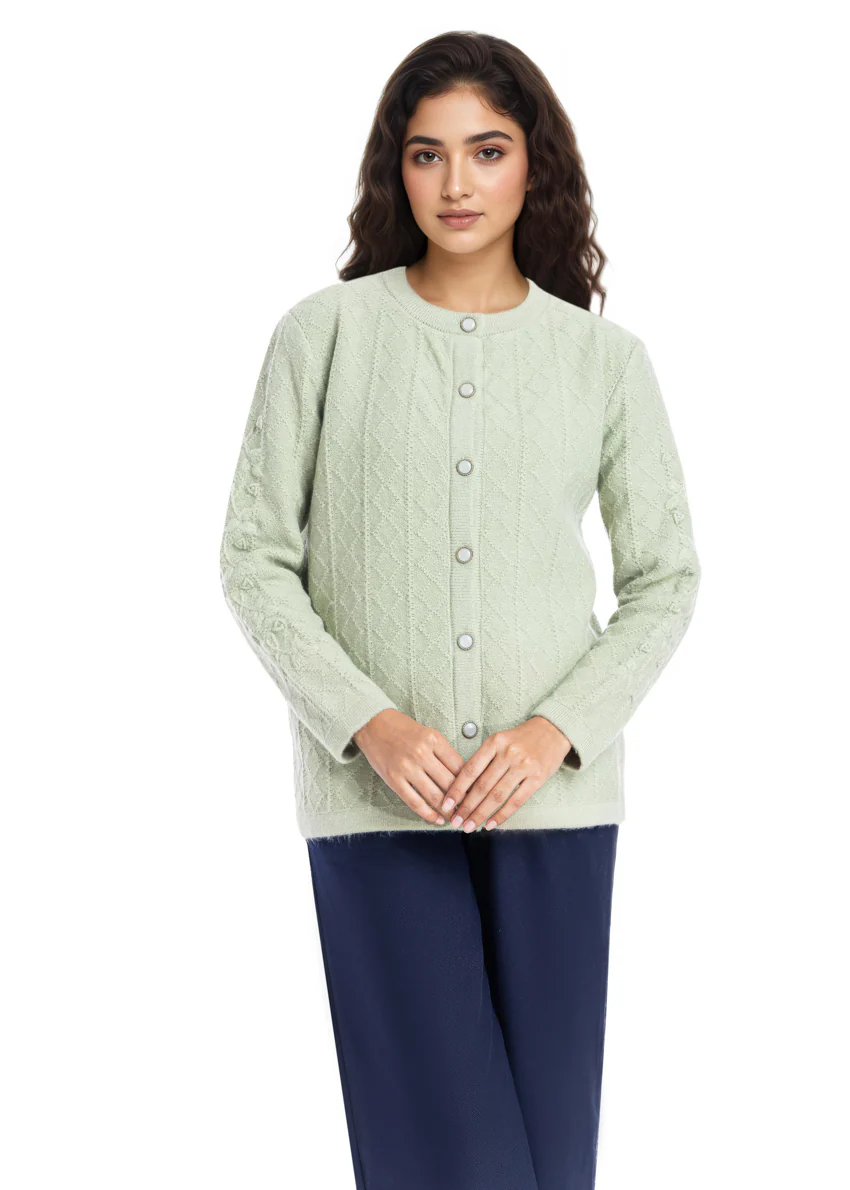 Green-Round Neck Full Sleeves Cardigan Sweater (25Y-036-67) - Image 2