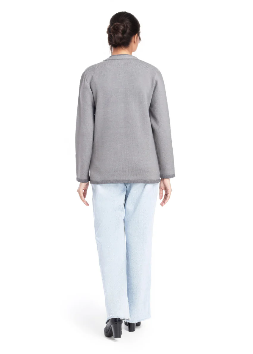 Grey-Round Neck Full Sleeves Cardigan Sweater (25Y-037-67) - Image 2