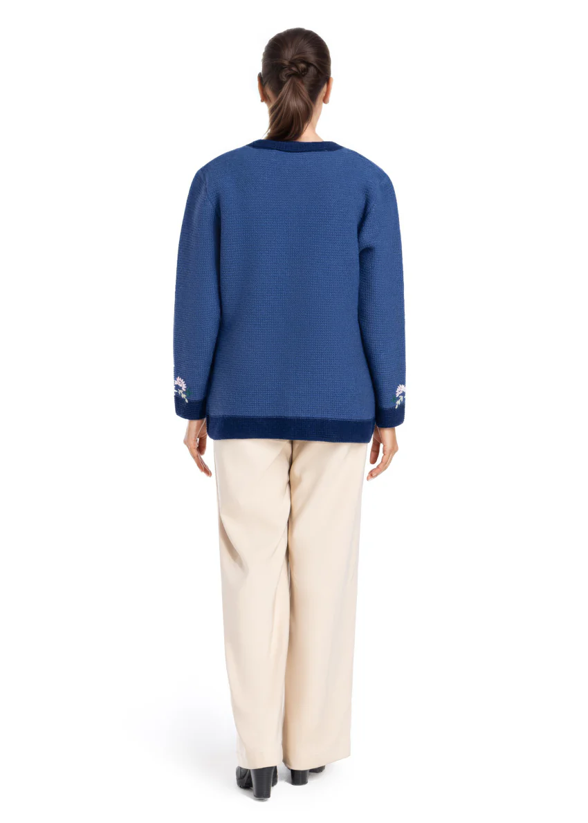 Blue-Round Neck Full Sleeves Cardigan Sweater (25Y-038-67) - Image 4