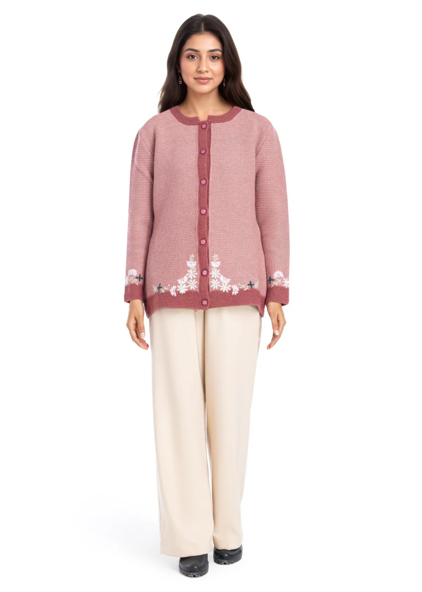 Brick-Round Neck Full Sleeves Cardigan Sweater (25Y-038-67) - Image 2