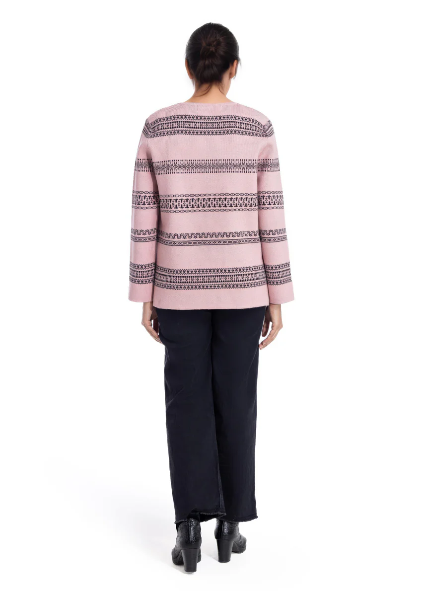 B-Pink-Round Neck Full Sleeves Cardigan Sweater (25Y-039-67) - Image 2