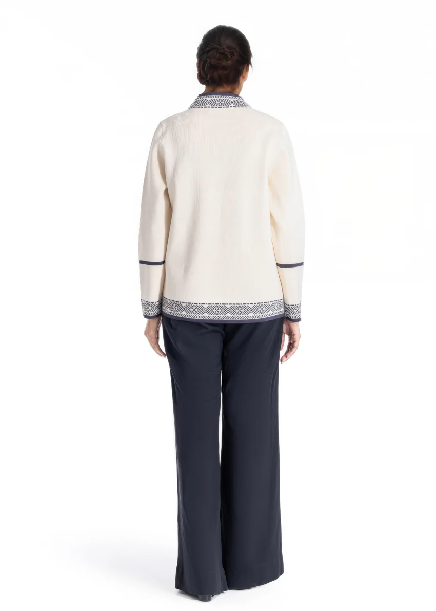 O-White-V Neck Cardigan Full Sleeves Sweater (25Y-040-67) - Image 3