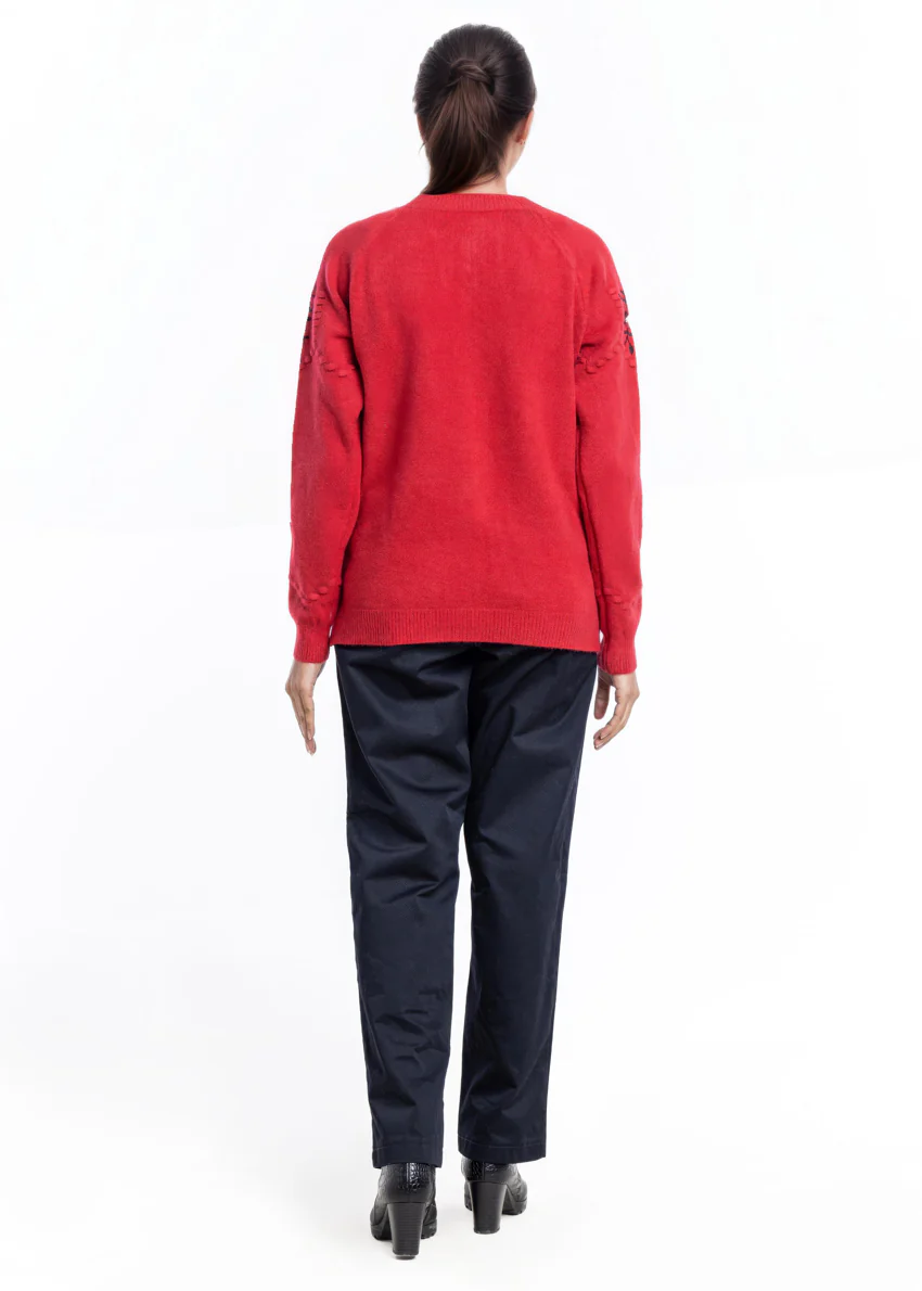 Red-Round Neck Cardigan Reglan Sleeve Sweater (25Y-041-67) - Image 2