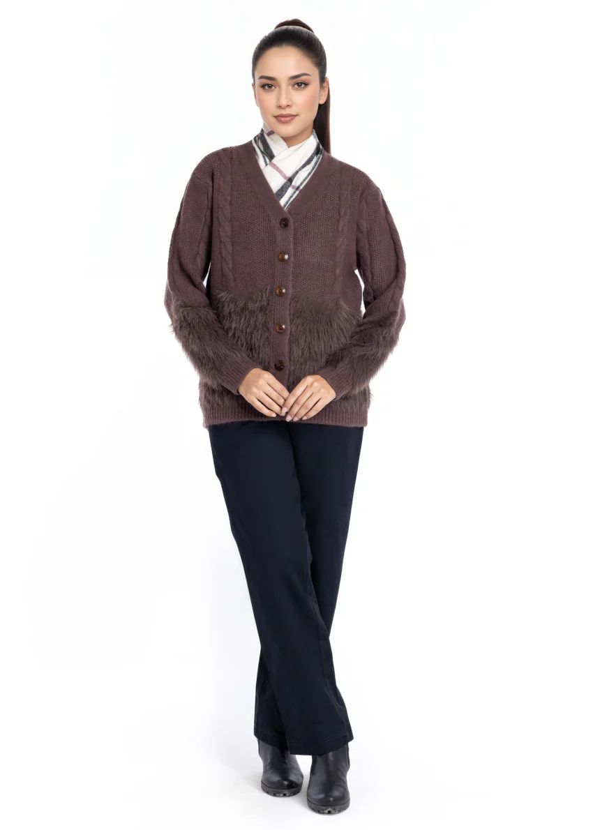 D-Brown-V-Cardigan Full Sleeves Sweater (25Y-042-67) - Image 3