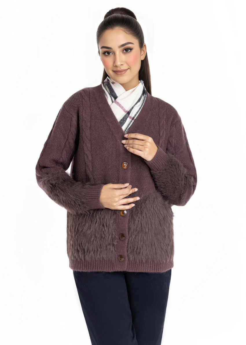 D-Brown-V-Cardigan Full Sleeves Sweater (25Y-042-67) - Image 4