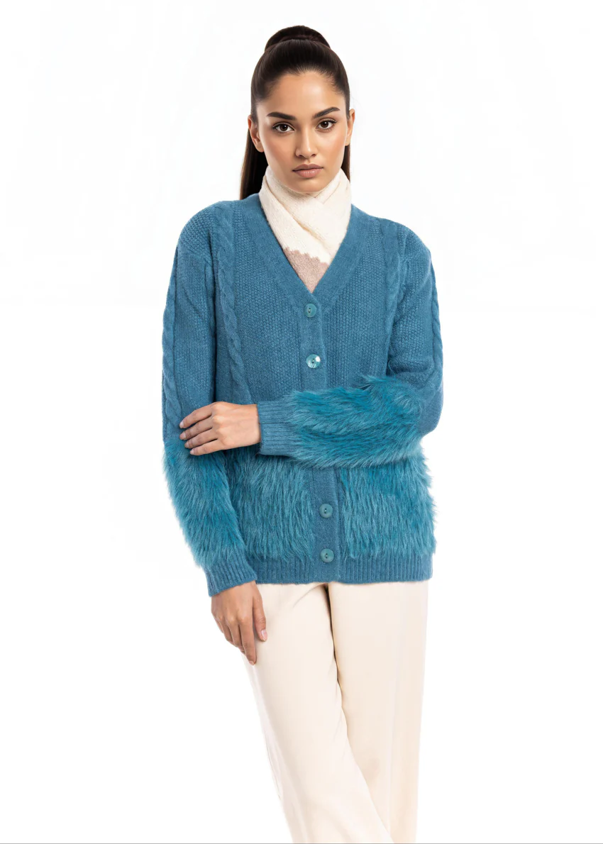 D-Green-V-Cardigan Full Sleeves Sweater (25Y-042-67) - Image 3