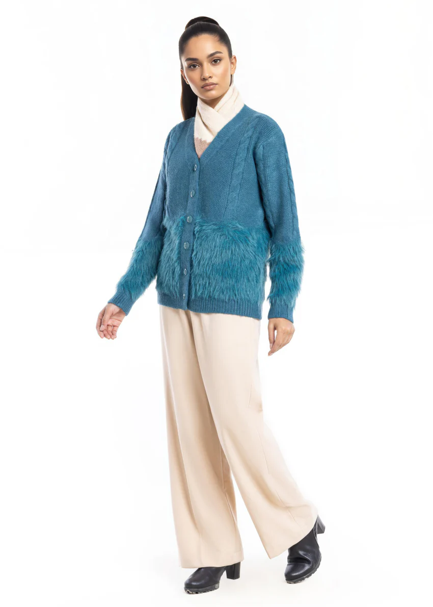 D-Green-V-Cardigan Full Sleeves Sweater (25Y-042-67) - Image 4