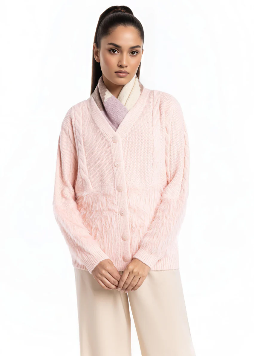 L-Pink-V-Cardigan Full Sleeves Sweater (25Y-042-67) - Image 3