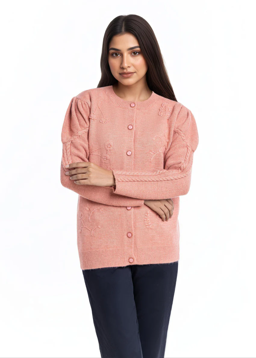 Rose-Round Neck Cardigan Full Sleeves Sweater (25Y-043-67) - Image 4