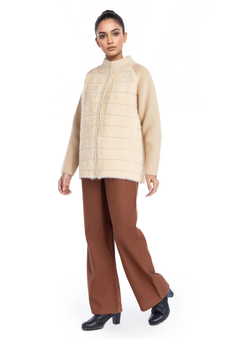 Beige-Turtle Neck Collar Zipper Reglan Sleeves Sweater (25Y-044-67) - Image 5