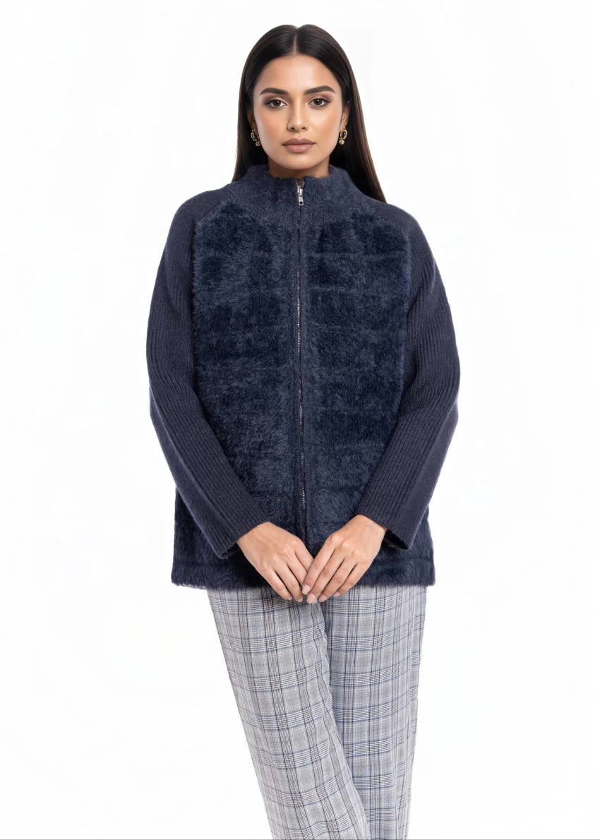 Black-Turtle Neck Collar Zipper Reglan Sleeves Sweater (25Y-044-67) - Image 2