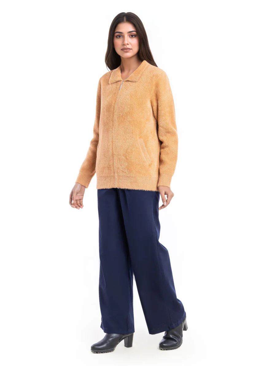 Camel-Wing Collar Zipper Full Sleeves Sweater (25Y-045-67) - Image 2