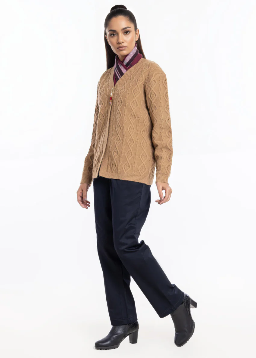 Khaki-Front Open Full Sleeves Cardigan Sweater (25Y-047-67) - Image 5