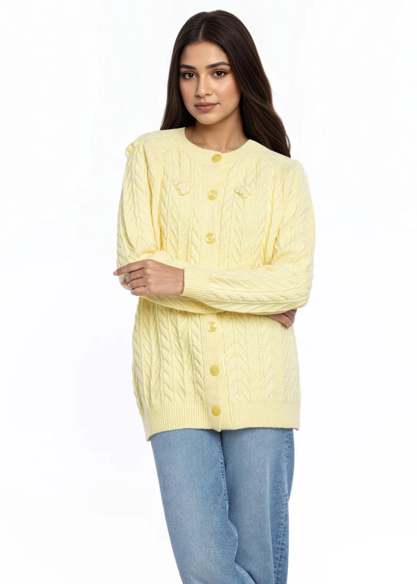 Lemon-Round Neck Cardigan Reglan Sleeves Sweater (25Y-048-67) - Image 3