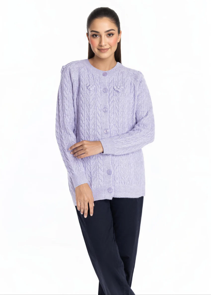Lilac-Round Neck Cardigan Reglan Sleeves Sweater (25Y-048-67) - Image 3