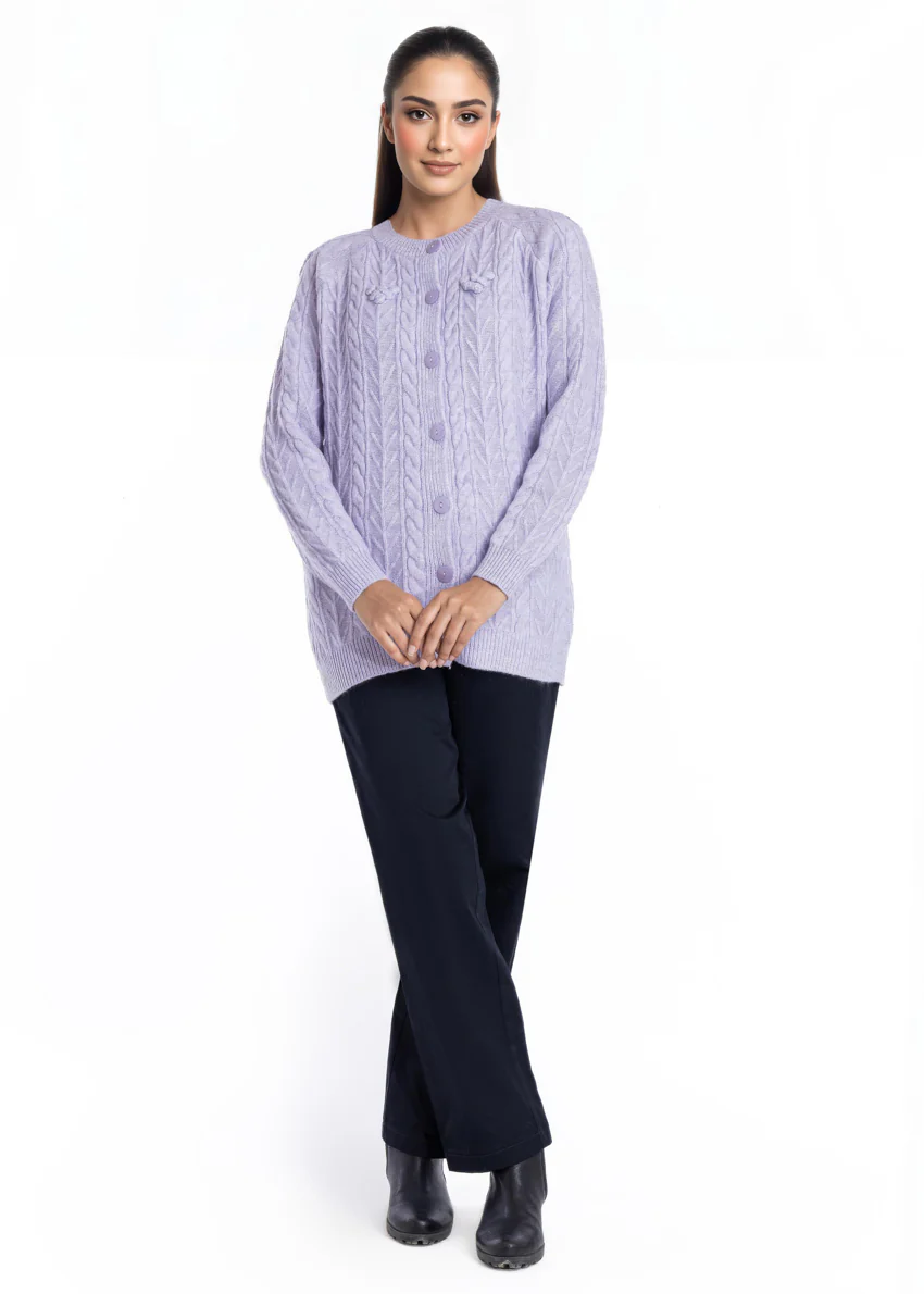 Lilac-Round Neck Cardigan Reglan Sleeves Sweater (25Y-048-67) - Image 4