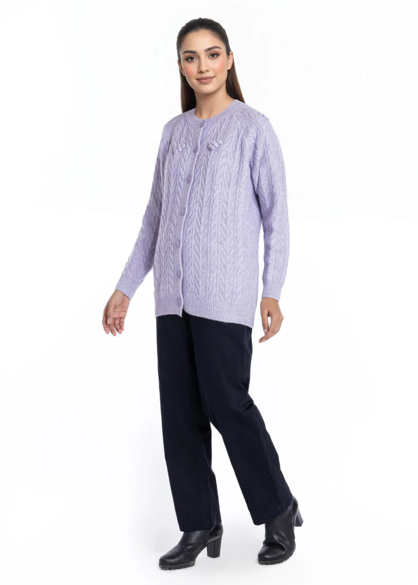 Lilac-Round Neck Cardigan Reglan Sleeves Sweater (25Y-048-67) - Image 5