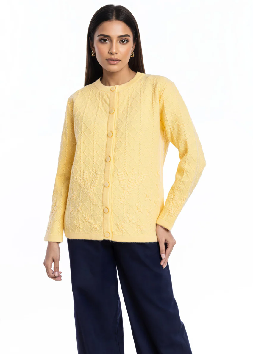 Lemon-Round Neck Cardigan Full Sleeves Sweater (25Y-051-67) - Image 4