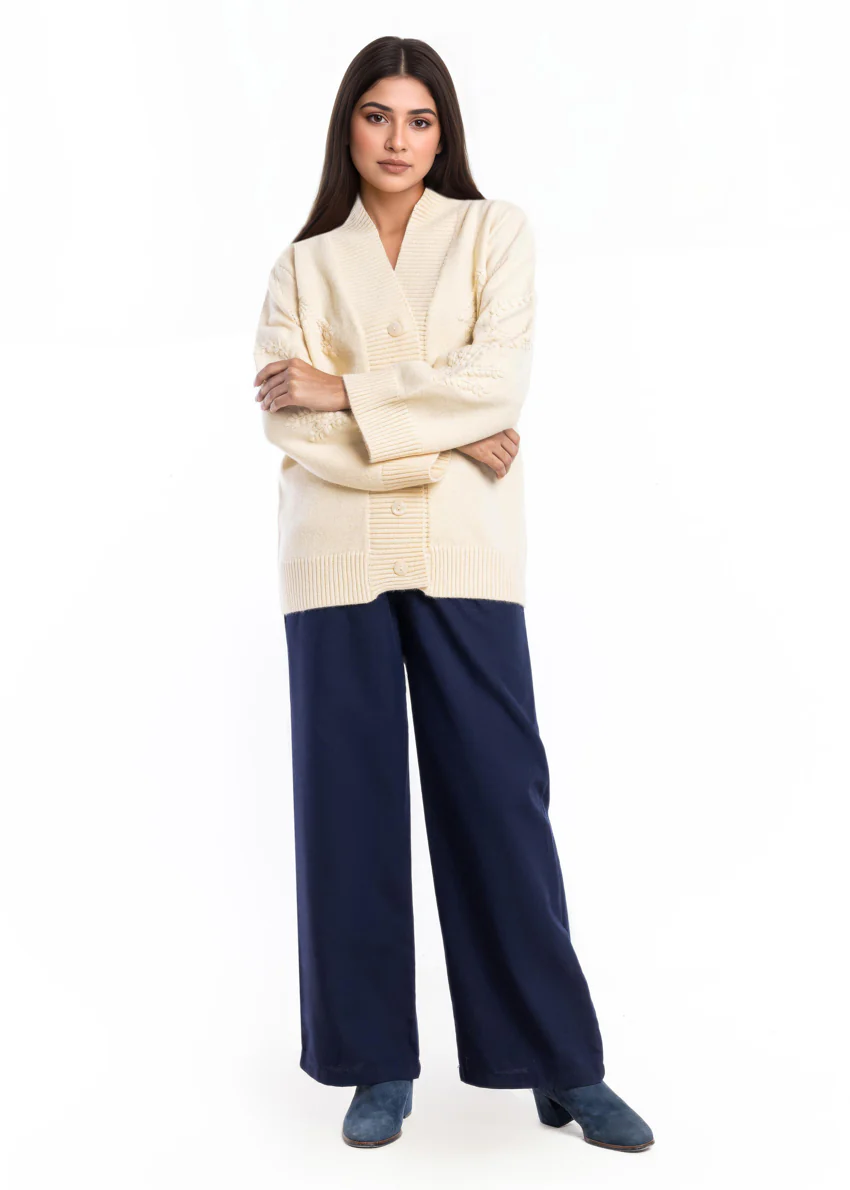 Cream-V-Cardigan Full Sleeves Sweater (25Y-052-67) - Image 5