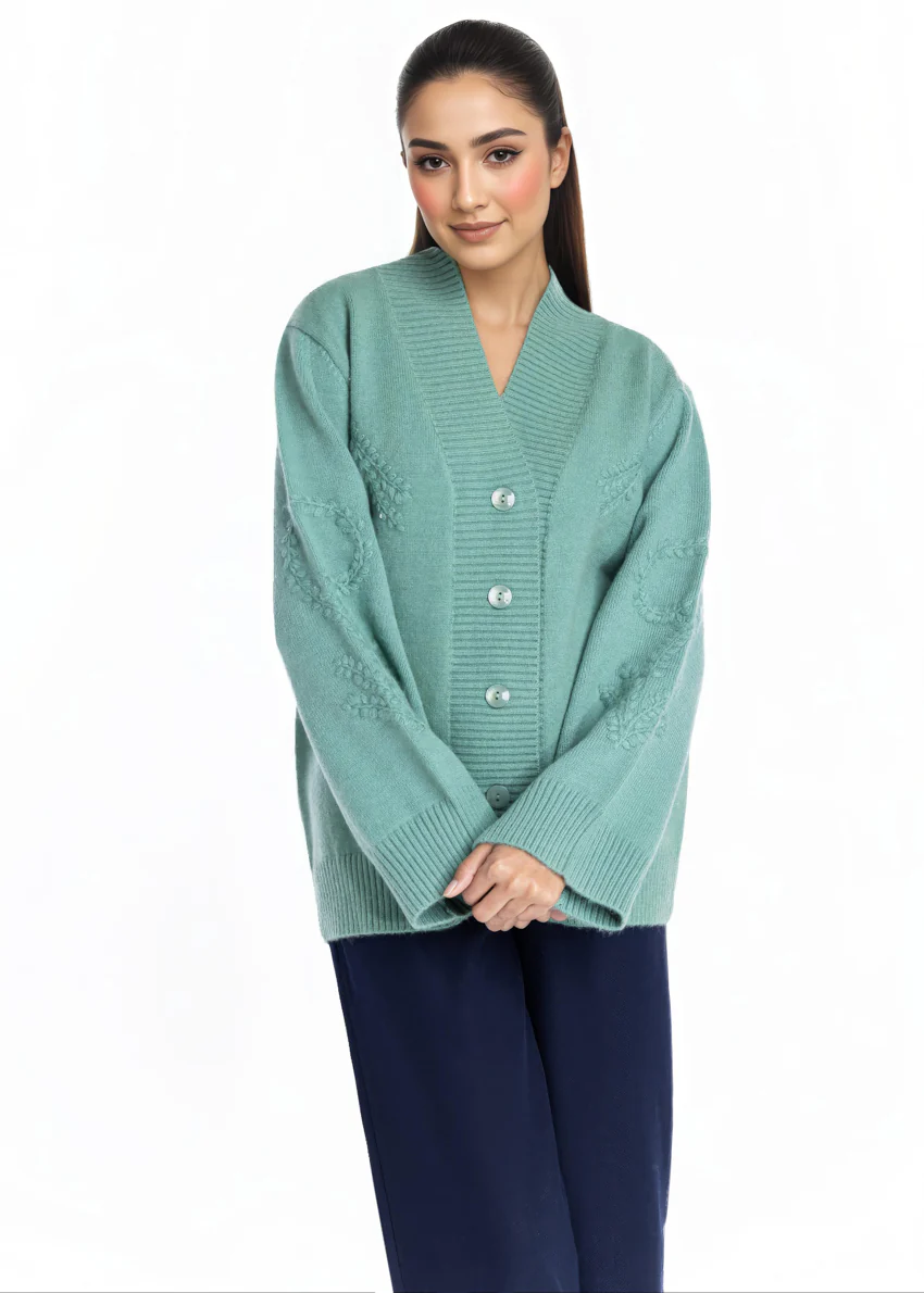 Green-V-Cardigan Full Sleeves Sweater (25Y-052-67) - Image 3
