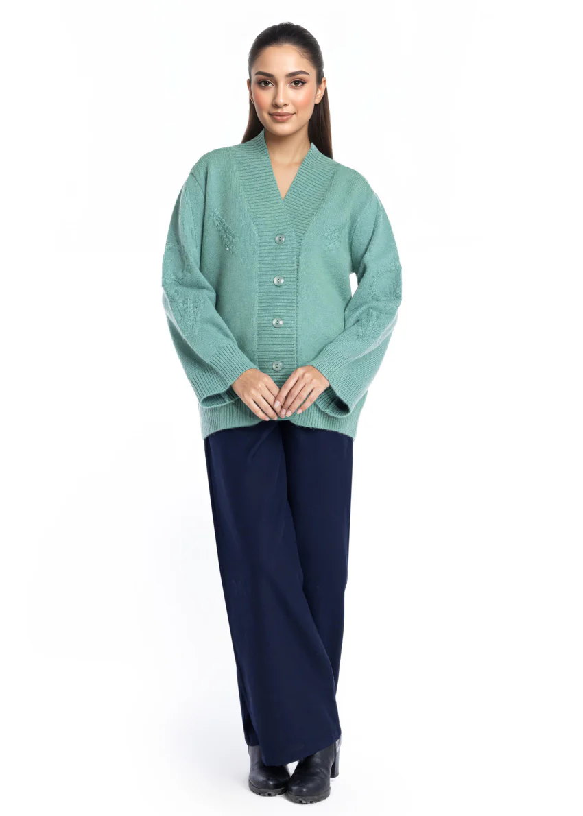 Green-V-Cardigan Full Sleeves Sweater (25Y-052-67) - Image 4