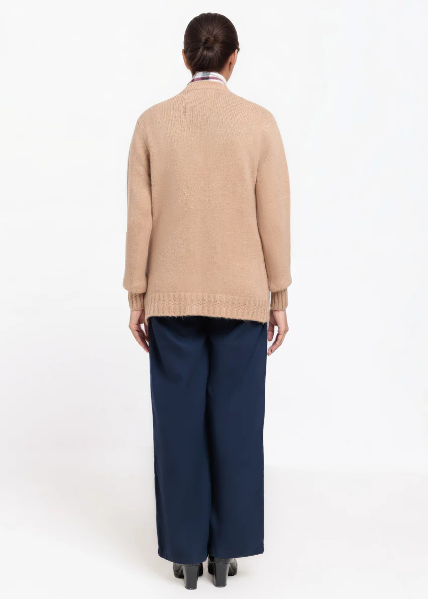 Beige-V-Cardigan Full Sleeves Sweater (25Y-053-67) - Image 2