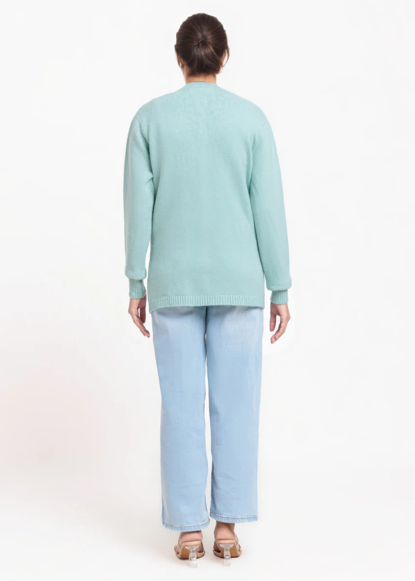 Green-Round Neck Full Sleeves Cardigan Sweater (25Y-055-67) - Image 3