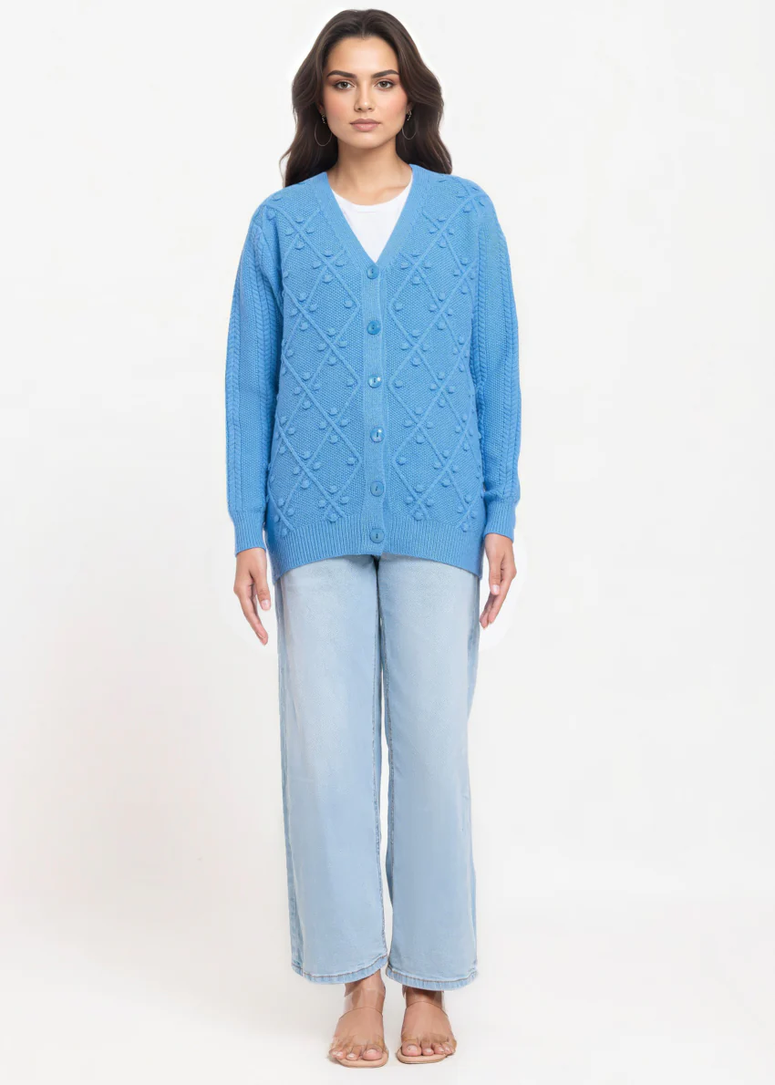 L-Blue-V-Cardigan Full Sleeves Sweater (25Y-056-67) - Image 2