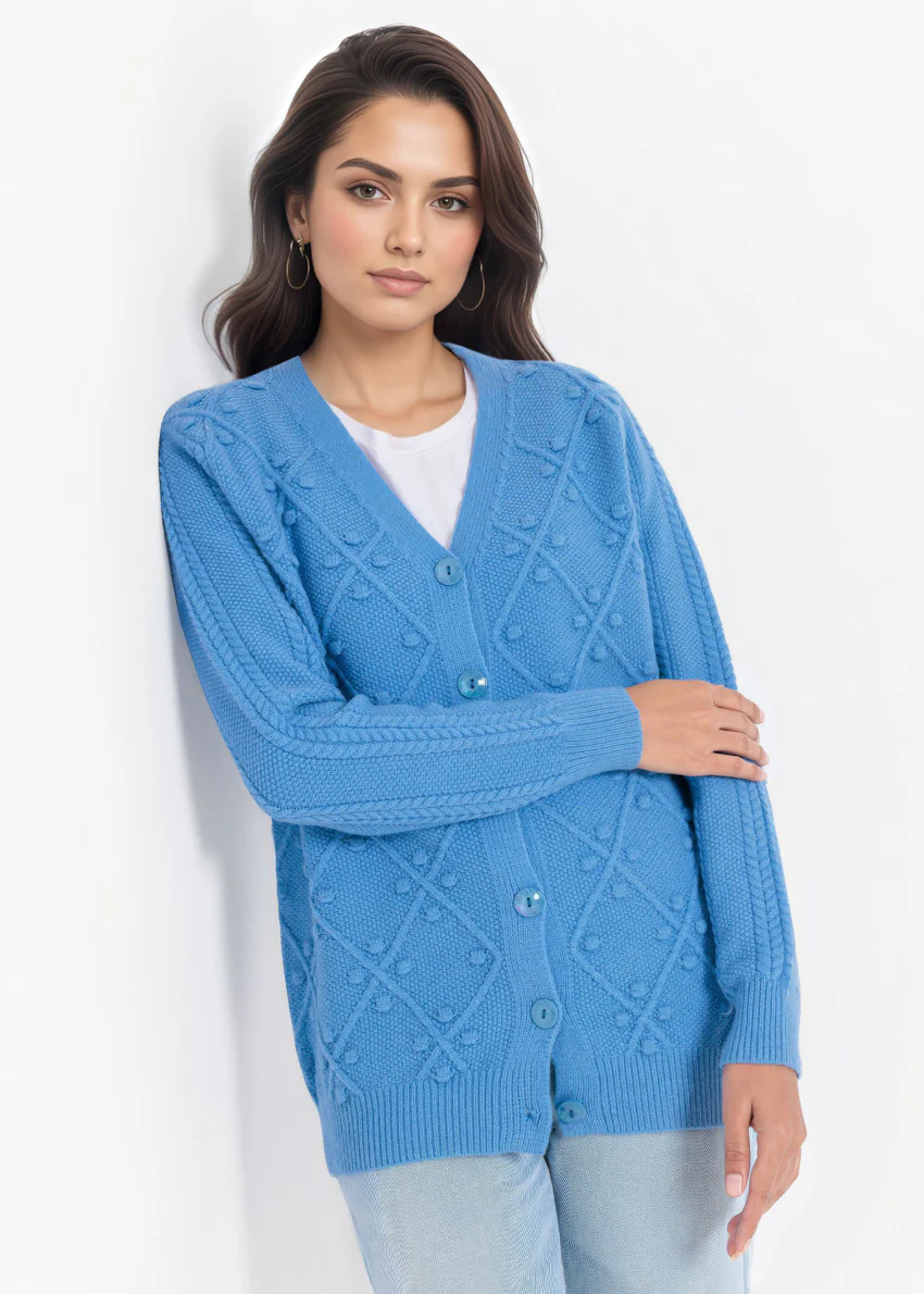 L-Blue-V-Cardigan Full Sleeves Sweater (25Y-056-67) - Image 4