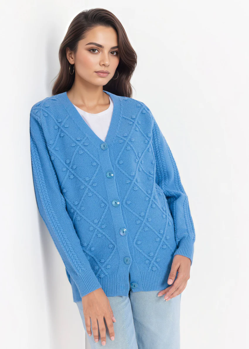 L-Blue-V-Cardigan Full Sleeves Sweater (25Y-056-67) - Image 5