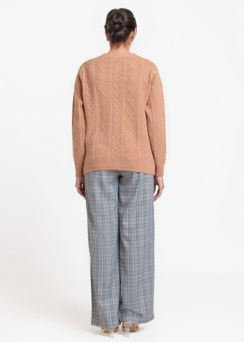 Brown-Round Neck Full Sleeves Cardigan Sweater (25Y-057-67) - Image 2