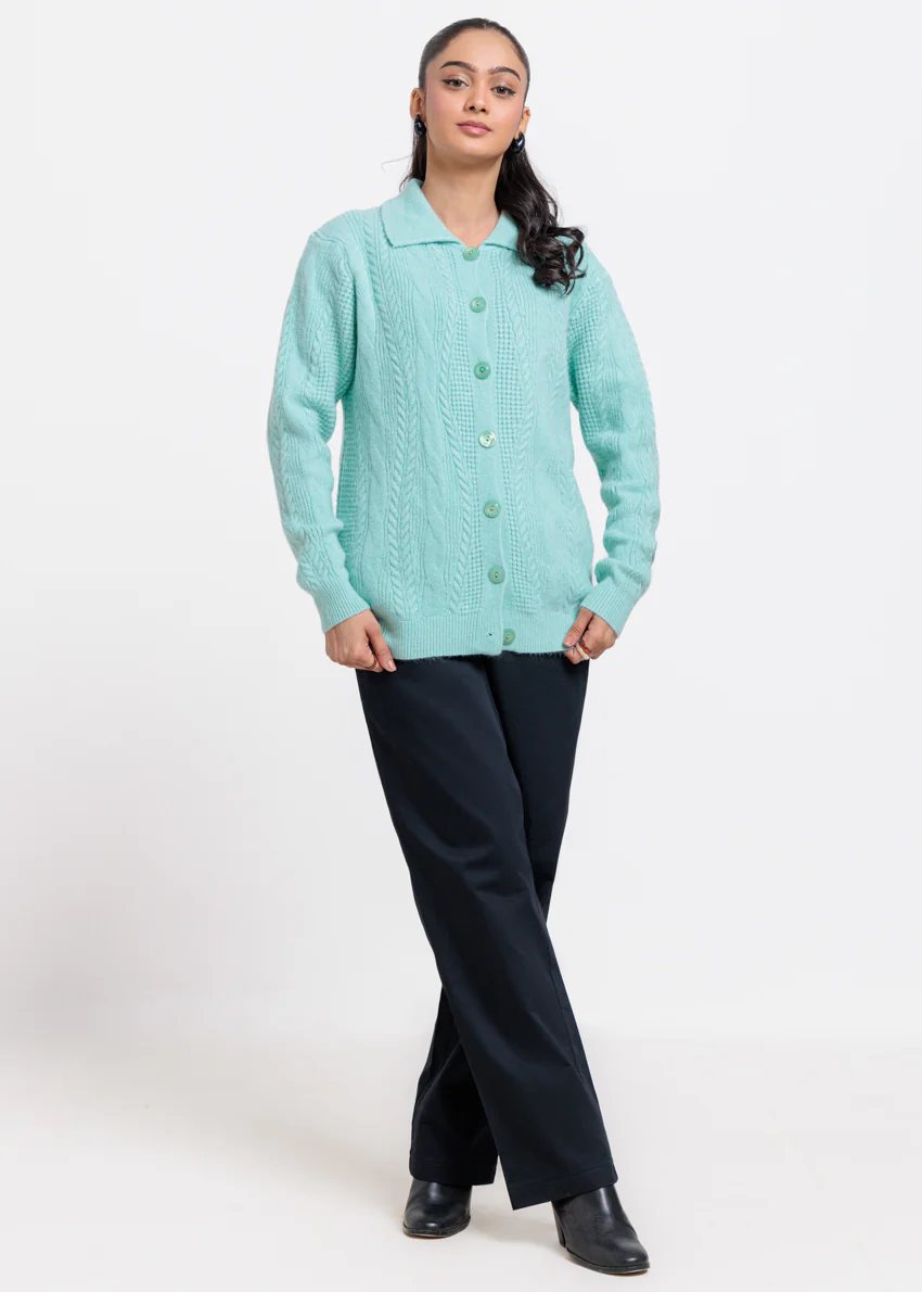 Aqua-Wing Collar Cardigan Full Sleeves Sweater (25Y-058-67) - Image 5