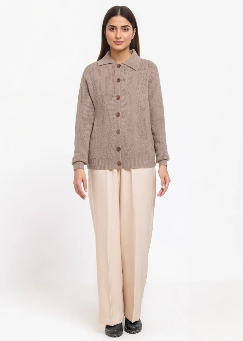N-Brown-Wing Collar Cardigan Full Sleeves Sweater (25Y-058-67) - Image 5