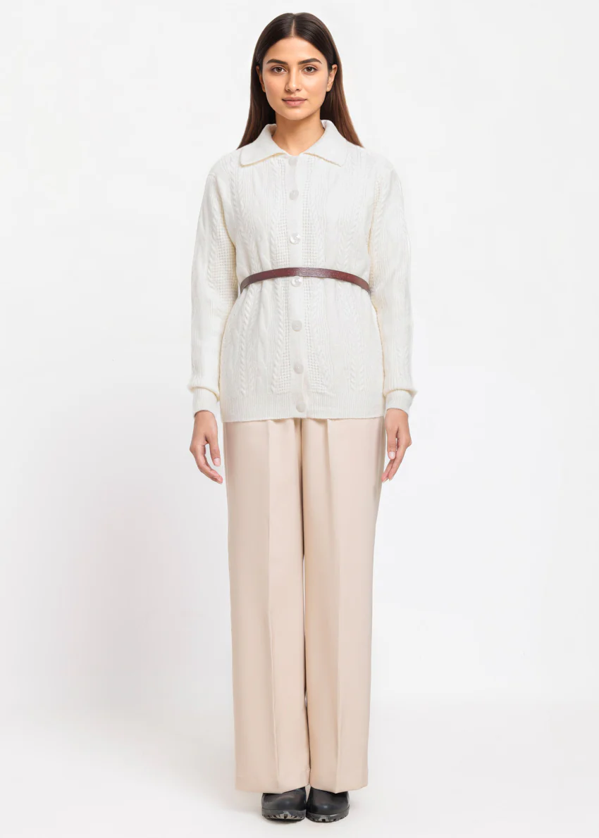 O-White-Wing Collar Cardigan Full Sleeves Sweater (25Y-058-67) - Image 3