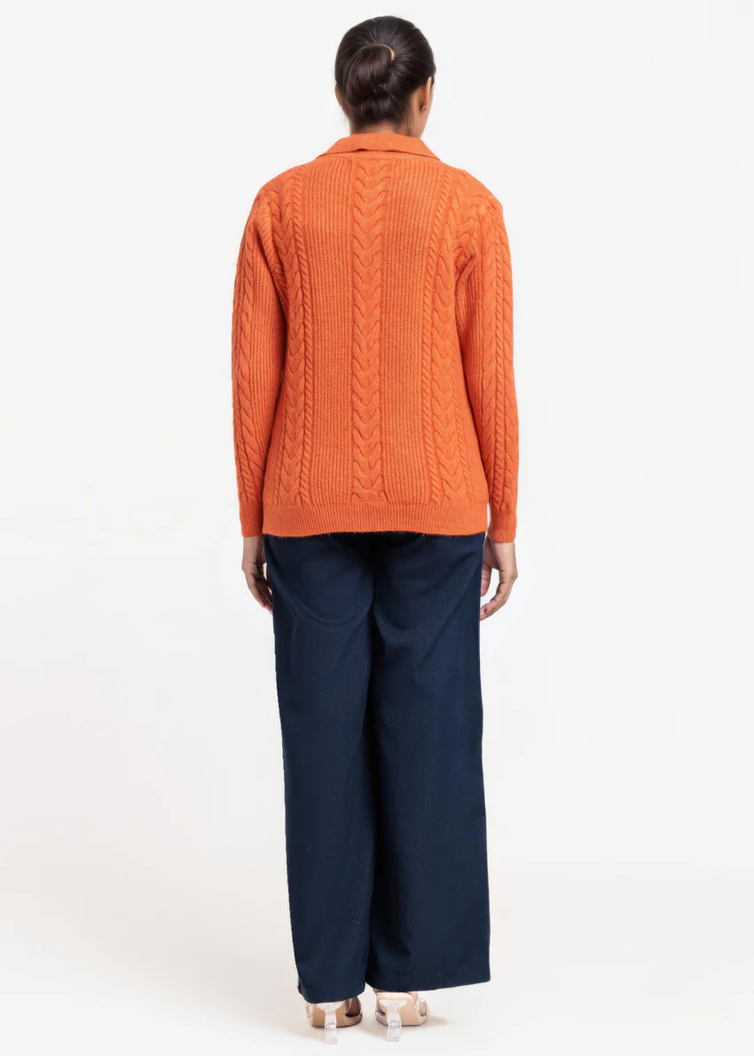 Rust-Wing Collar Cardigan Full Sleeves Sweater (25Y-059-67) - Image 2
