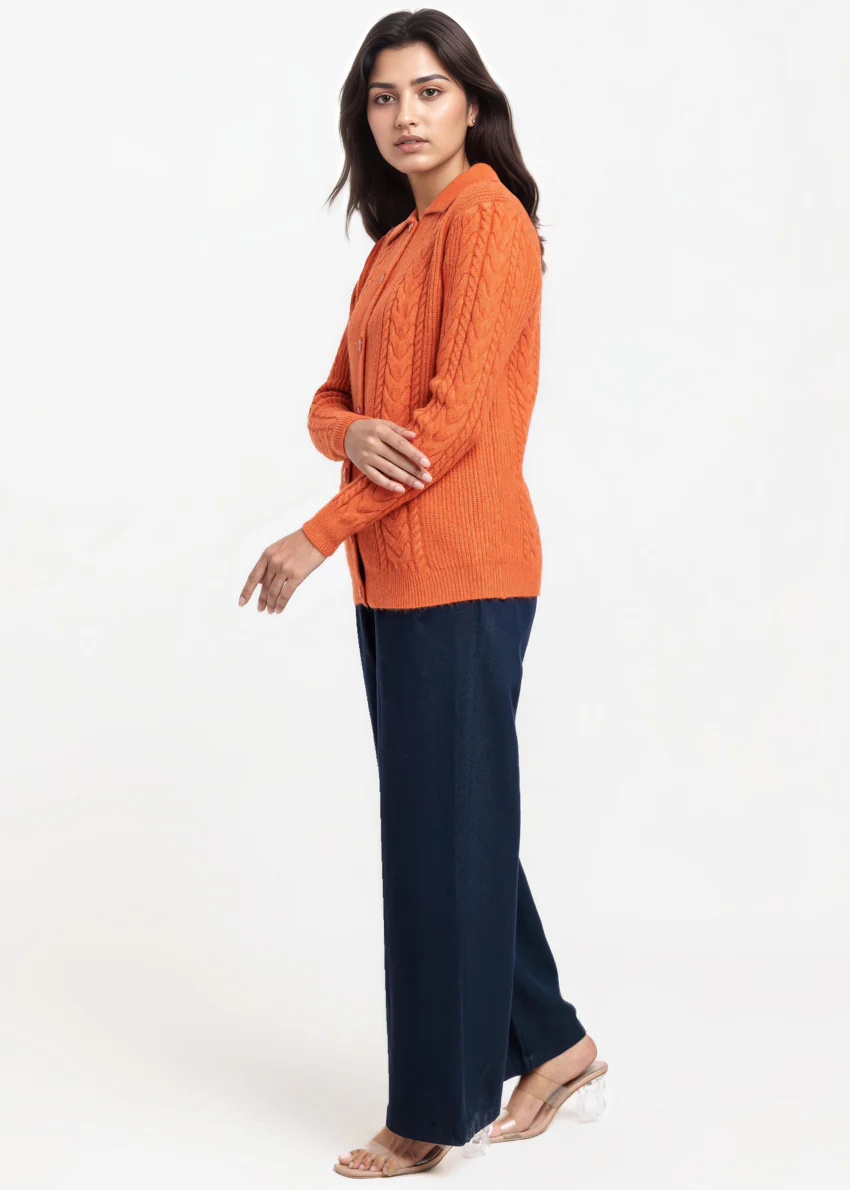 Rust-Wing Collar Cardigan Full Sleeves Sweater (25Y-059-67) - Image 3