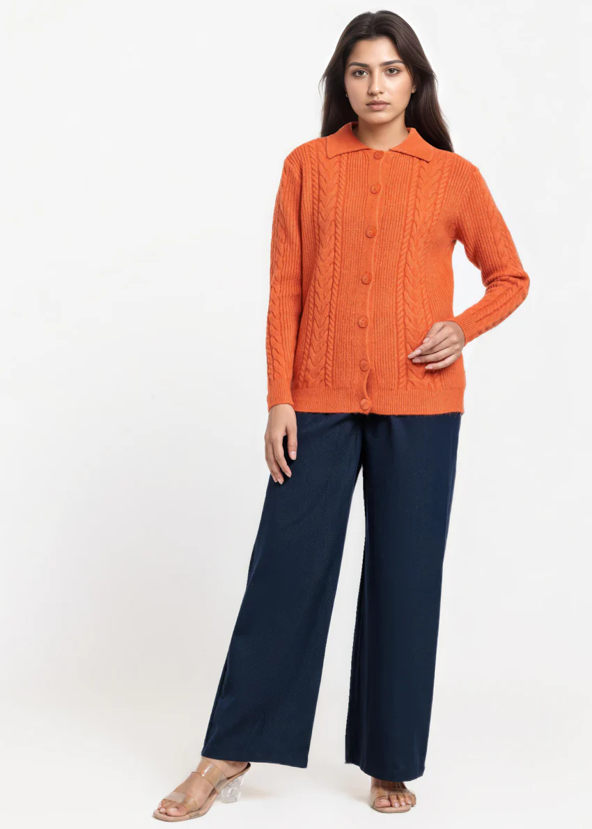 Rust-Wing Collar Cardigan Full Sleeves Sweater (25Y-059-67) - Image 5