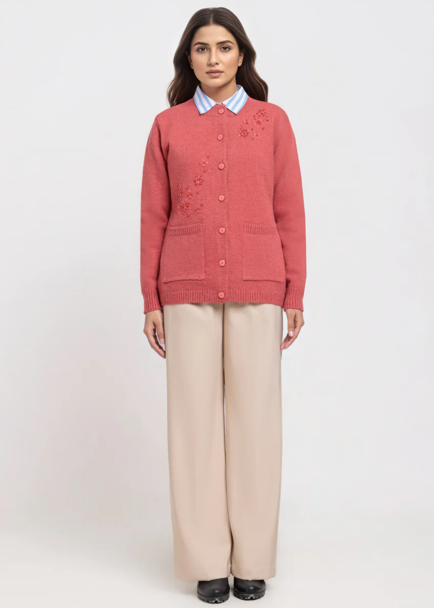 Brick-Round Neck Full Sleeves Cardigan Sweater (25Y-061-67) - Image 4
