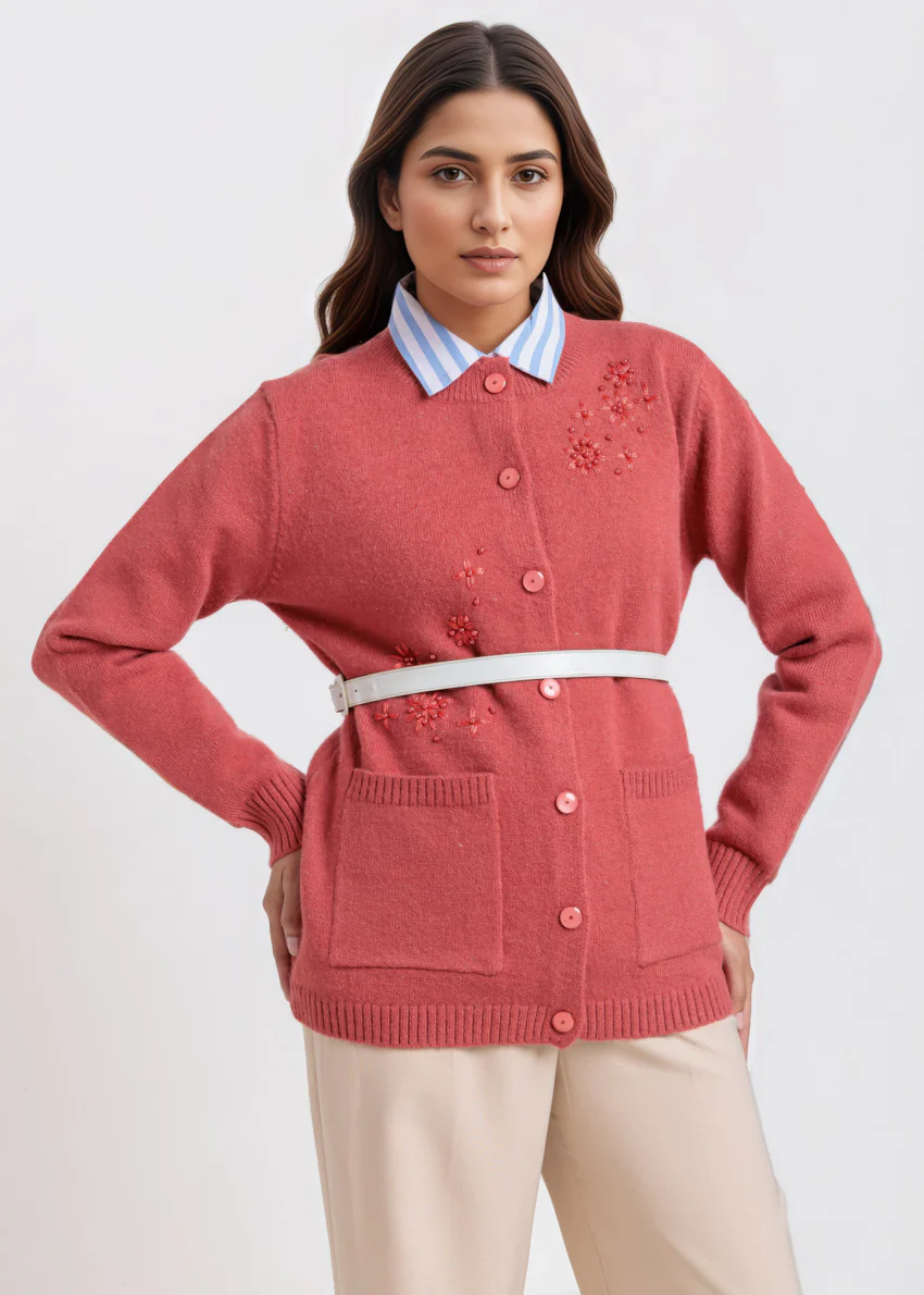 Brick-Round Neck Full Sleeves Cardigan Sweater (25Y-061-67) - Image 5