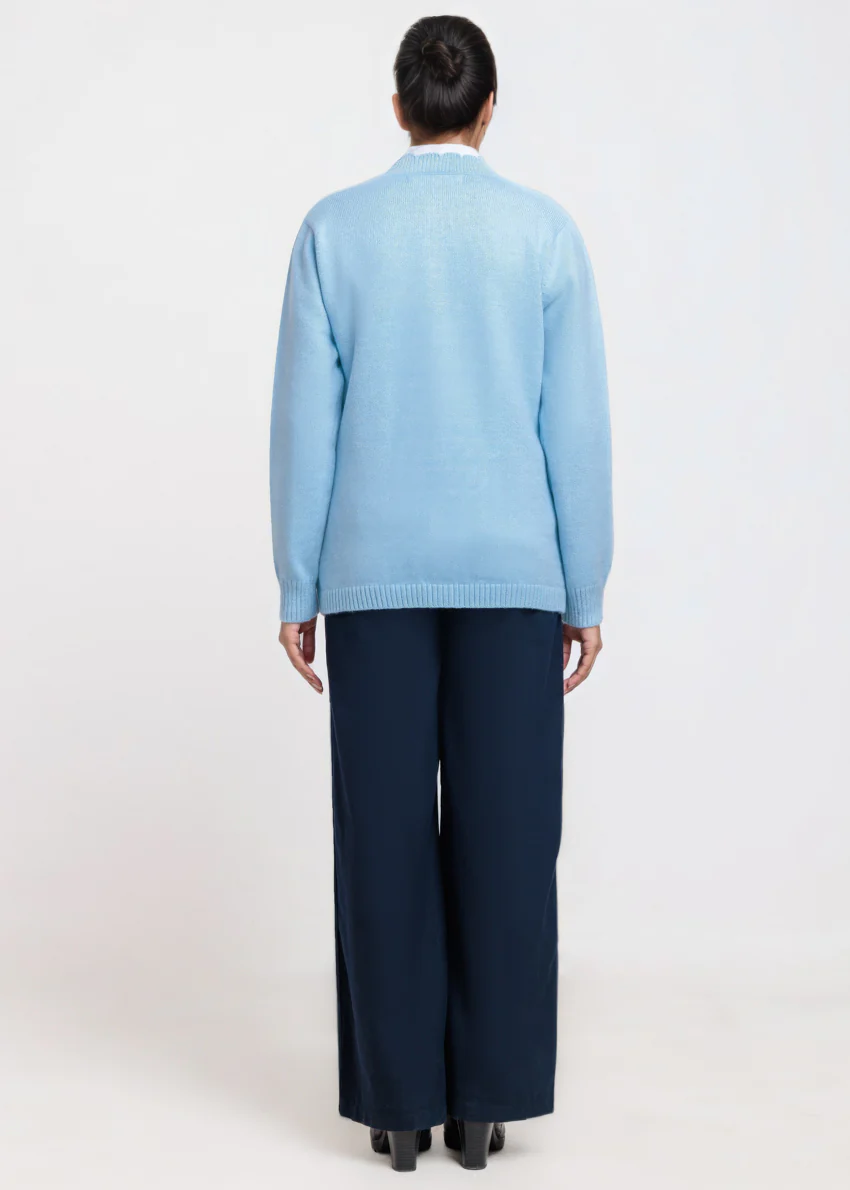 Sky-Blue-Round Neck Full Sleeves Cardigan Sweater (25Y-061-67) - Image 2