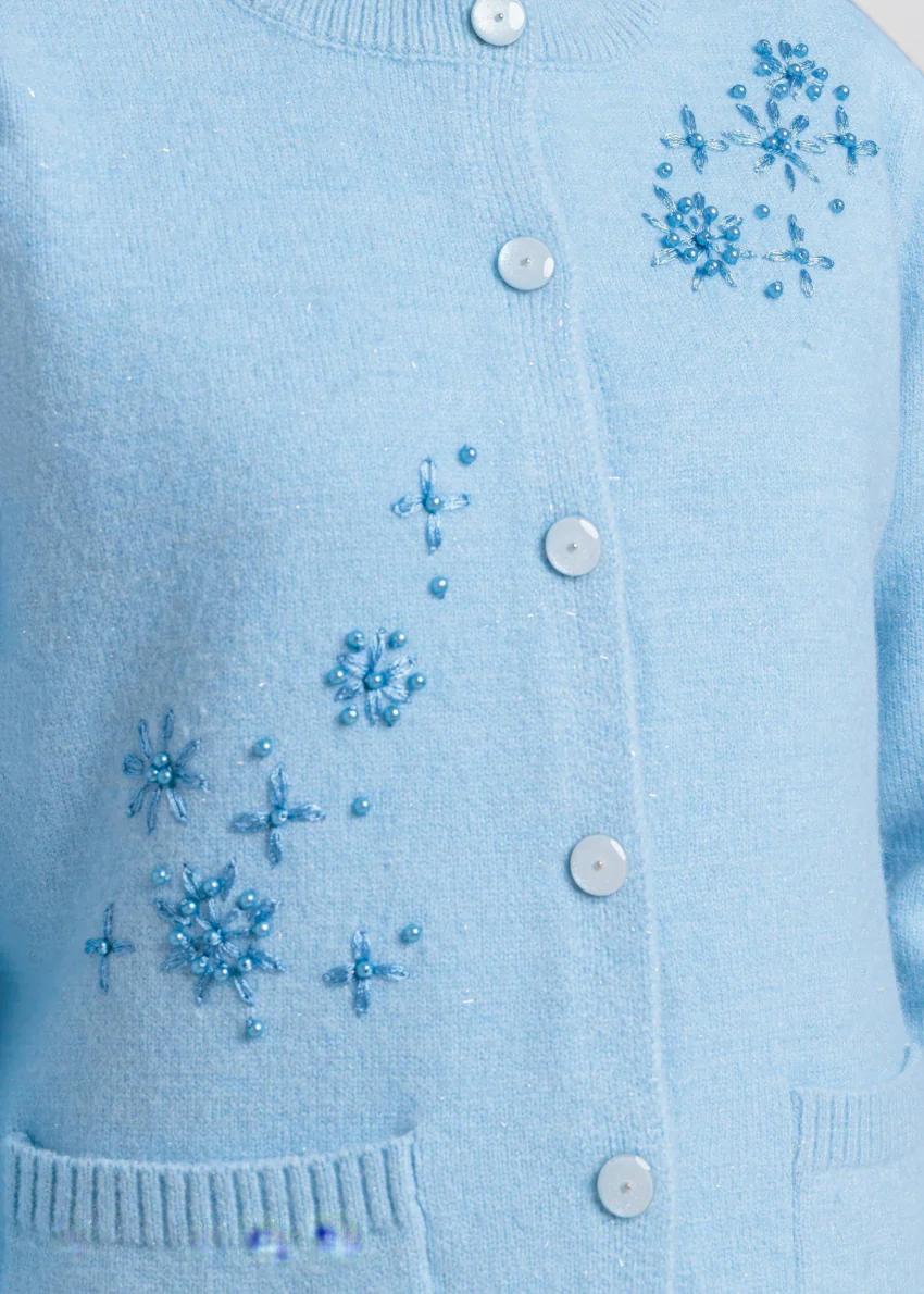Sky-Blue-Round Neck Full Sleeves Cardigan Sweater (25Y-061-67) - Image 3