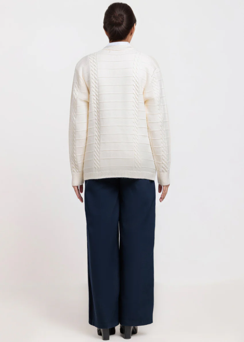 White-V-Cardigan Full Sleeves Sweater (25Y-062-67) - Image 2