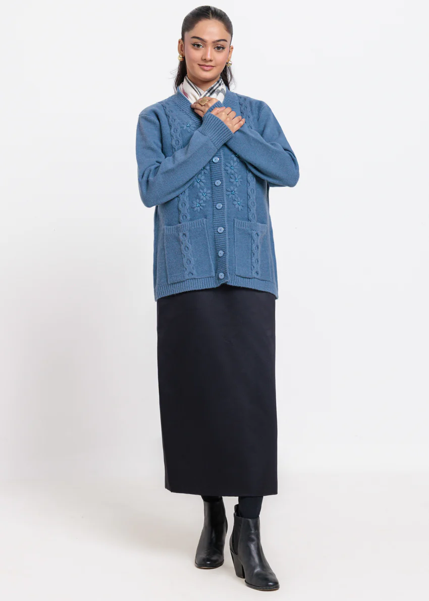 Blue-V-Cardigan Full Sleeves Sweater (25Y-063-67) - Image 2