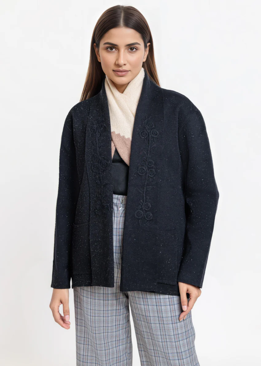 Black-V-Cardigan Full Sleeves Sweater (25Y-065-67) - Image 3
