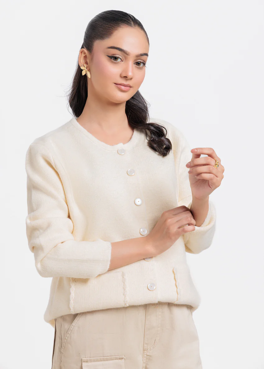 Cream-Round Neck Full Sleeves Sweater (25Y-066-67) - Image 3
