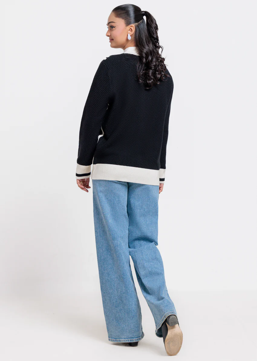 Black-Turtle Neck Zipper Full Sleeves Sweater (25Y-067-67) - Image 2