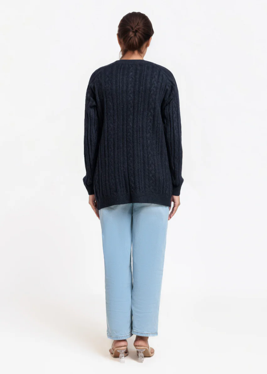 Black-Round Neck Full Sleeves Cardigan Sweater (25Y-068-67) - Image 2