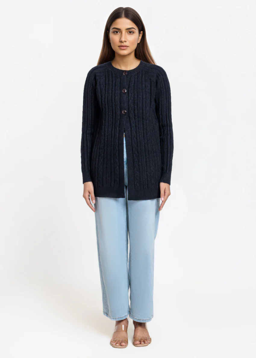 Black-Round Neck Full Sleeves Cardigan Sweater (25Y-068-67) - Image 5