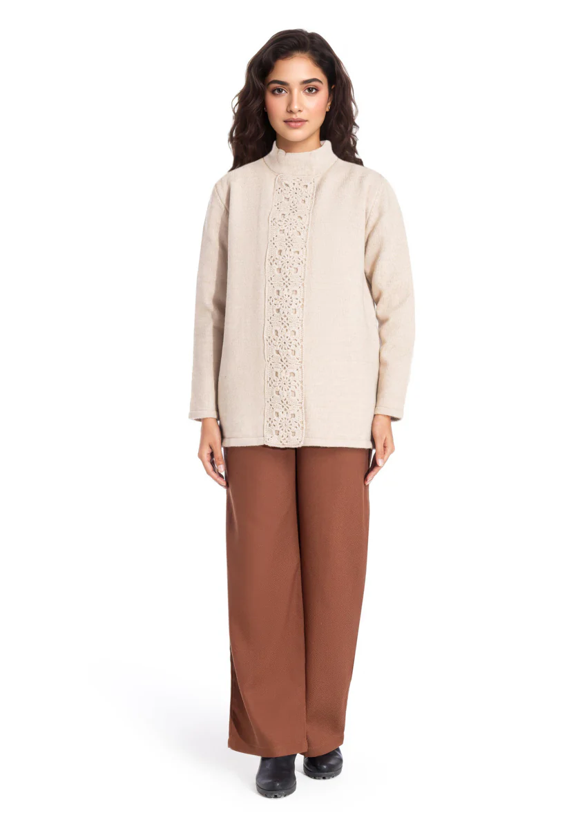 Stone-High Neck Collar Full Sleeves Cardigan Sweater (25Y-069-67) - Image 4