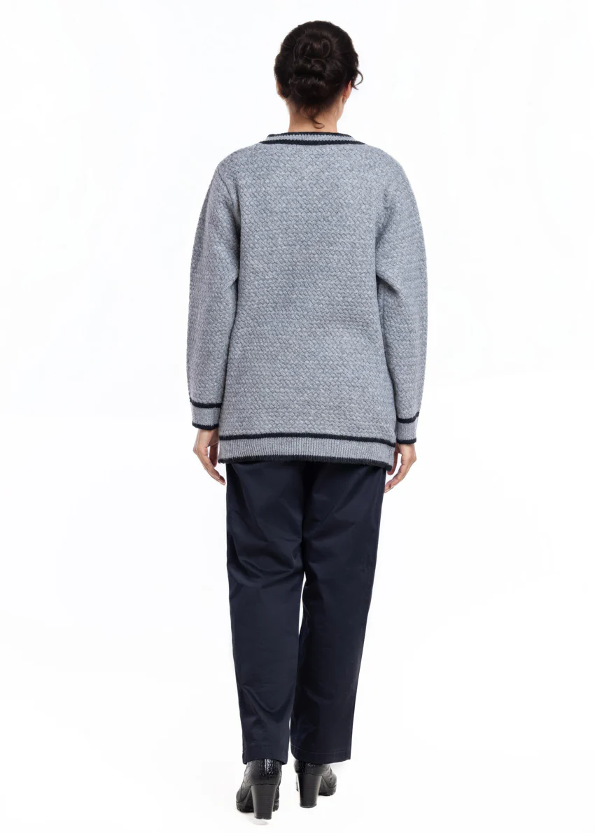Grey-Round Neck Cardigan Full Sleeves Sweater (25Y-071-67) - Image 2